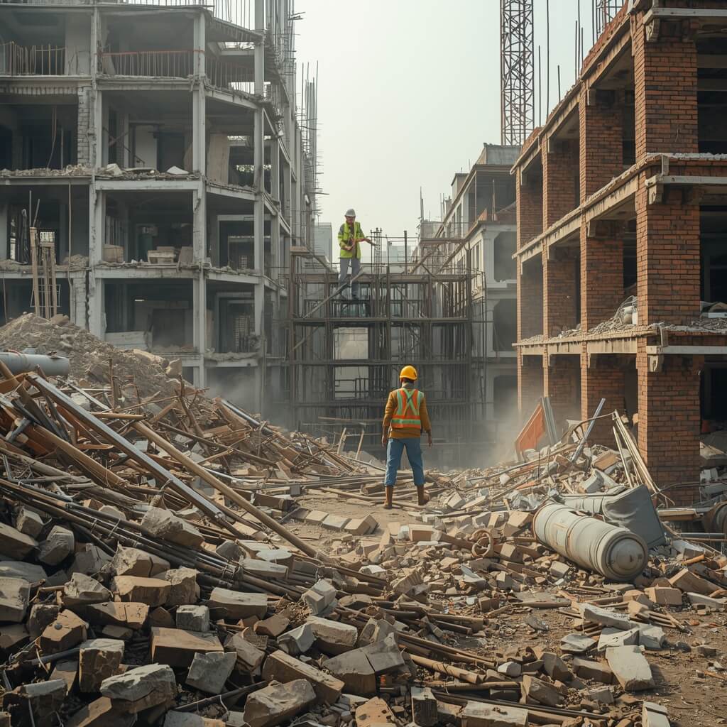 Demolition site waste