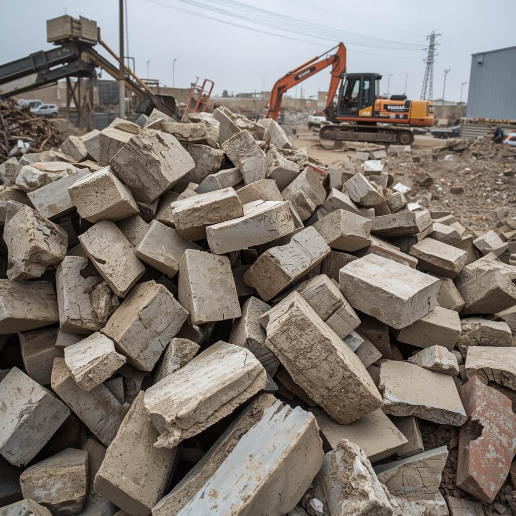 Concrete debris pile