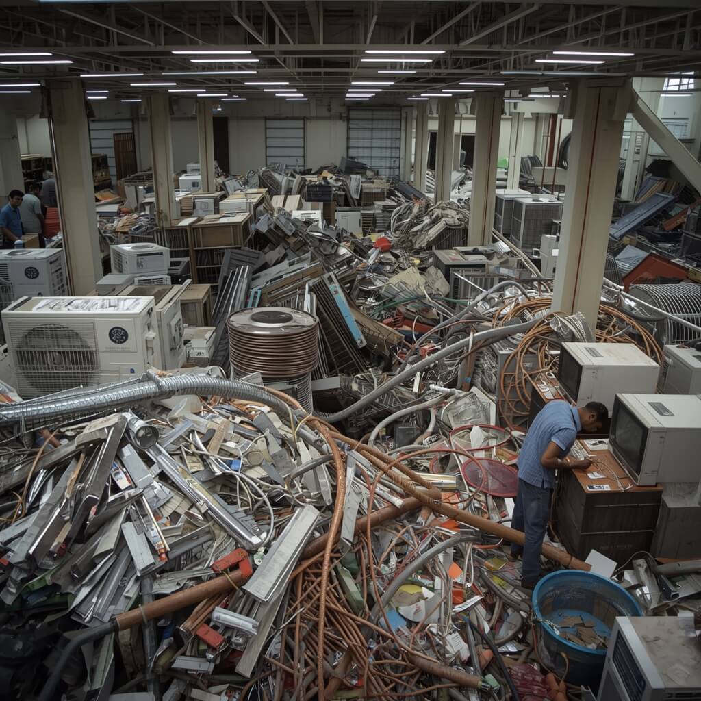 Office materials being sorted