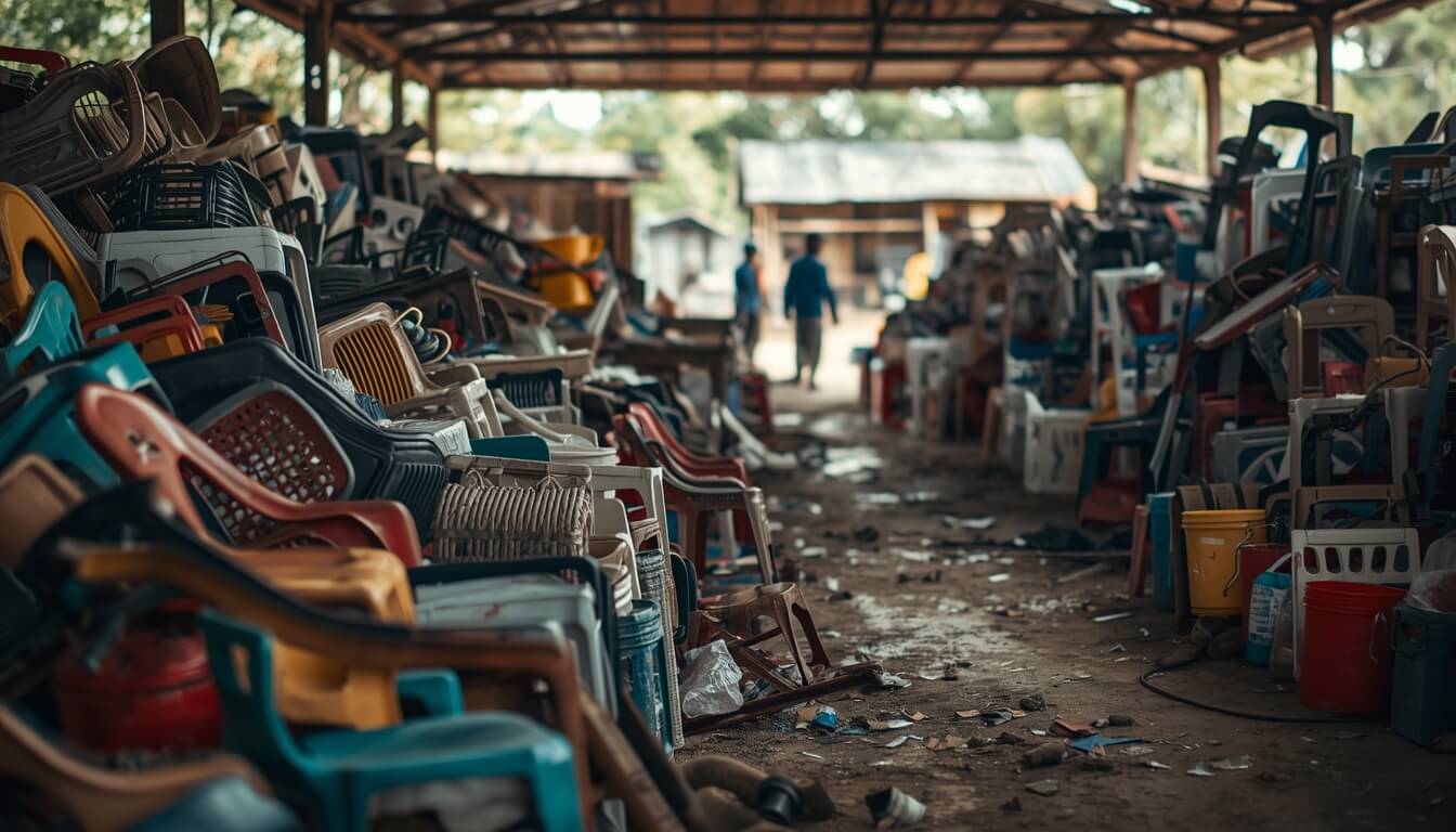 Household plastic items, furniture, buckets and daily use products